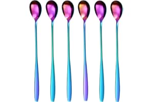 GRÄWE Łyżka do lodów i Latte Macchiato ze stali nierdzewnej, idealna długa łyżka do kawy, deserów i mrożonej herbaty, nadaje się do zmywarki, wielokolorowa