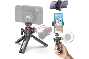 QIRITA Mini Trípode de Mesa Portátil, Trípode para Cámara de Acción con Cabezal Esférico Ajustable 360° Y Interfaz de Zapata Fría, Soporte de Trípo Viaje Portátil para Cámaras Ligeras Y Teléfonos Móviles