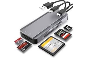 JOOPSHEE 5 in 1 Multi Memory Card Reader, SD/TF/CF/MS/M2/Micro SD Card Reader Adapter for Phone/Pad USB-C and USB-A Devices, No Application Required, Plug and Play
