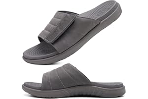 ONCAI Sandales pour Hommes Sangles Réglables Orthotique Bout Ouvert Sports Slides avec Souple Confortable Support de la Voûte Pantoufles Taille 40-49