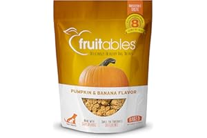 Fruitables Golosinas horneadas para perros, Golosinas de calabaza para perros, saludables bajas en calorías, sin trigo, maíz ni soja - Calabaza y plátano 198g