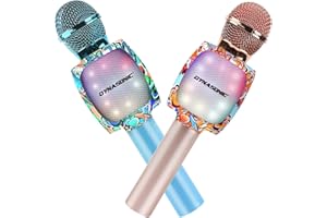 DYNASONIC Micrófono Karaoke Bluetooth, Juguetes para niños y niña Microfono Inalámbrico Karaoke Portátil con Luces LED para Niños, Regalos Originales niños (Pack de 2 Micros)