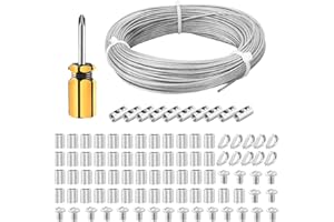 FSHIHINE Cavo Acciaio Rivestito 2 mm, 50 m, Cavo da Giardino in Acciaio Inox 304, Fune/Filo in Acciaio per Sistema di Supporto, Stendibiancheria, Luci Sospese, Recinzione, Ringhiere con Cacciavite