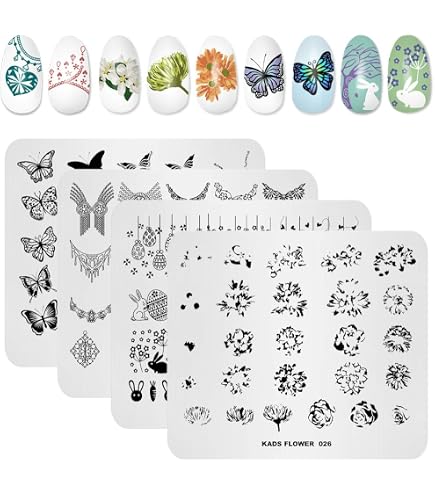 KADS NA045 Nagelkunst-Stempelplatte, Natur-Serie – Edelstahl-Schablone Für DIY-Nageldesign, Inkl. Anleitung