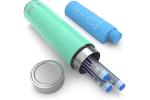 DISONCARE 60H Porta Insulina Termico da Viaggio 3 Penna Borsa Termica Piccola per Medicinali Borsa Frigo Farmaci Portatile per Diabetici con 2 ghiaccio丨QR Etichetta Medica(Ciano)