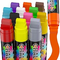 Lenski Set Di 12 Pennarelli A Gesso Liquido Lavabili: 6 Mm, Punta Reversibile (Tonda E A Scalpello), Per Finestre, Lavagne, Vetro, Specchi, Per Decorazioni Fai Da Te - 2