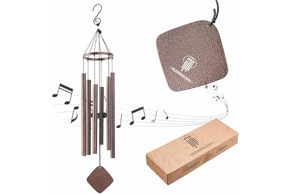 BLESSEDLAND Carillons éoliens-6 Tubes Creux en Aluminium, 28" Wind Chime Garden Cuivre Vein