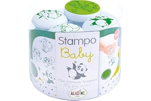 Aladine 03817 - Animales del bebé stampo, 4 Sellos, 1 Maxi Pad, Verde