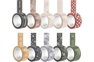 LEBENSKOMPASS 10er Set Washi Tape - 10 Rollen Washi Klebeband Set Masking Tape für dein Bullet Journal Zubehör & DIY 15 mm x 3m - mit 2 Goldfolie Tape Bullet Journal Washi Tapes