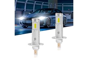 OPL5 H1 LED Headlight Bulbs Upgraded Brightness 6500K White 12000LM 72W, Mini Size Wireless Plug & Play H1 Car Headlight Conversion Kit with Cooling Fan, H1 LED CanBus Halogen Replacement Bulbs, 2PCS