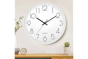 FAMKEEP Orologio da Parete Moderno,Orologio da Parete Silenzioso,Diametro 30 cm,Orologio da Parete Digitale,Orologio da Parete Circolare Facile Lettura per Casa Ufficio Cucina,Soggiorno