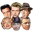 Mask Pack - Hollywood Party Face Masks Classic Set of 6 (Audrey Hepburn, Marilyn Monroe, Elvis, Humphrey Bogart, Dean and Steve McQueen) - Includes 6X4 (15X10cm) Star Photo
