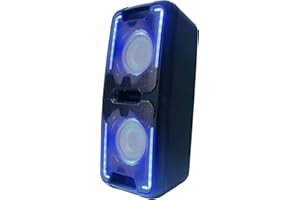 Reflexion PS08BT Mobiler Karaoke Partylautsprecher(480Watt max. Musikleistung), 2X Breitbandlautsprecher + 2X Hochtöner (UKW-PLL Radio, Bluetooth, Eingebauter Akku), Schwarz