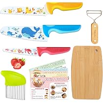 Kibbidea 3-teiliges Kinder-Küchenmesser Set Aus Edelstahl – Für Kinder Ab 7 Jahre, Rutschfester Griff