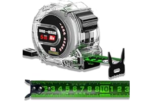 AUOQZ Tape Measure 5 Metre, Transparent Metric Only Tape Measurement Retractable Waterproof Stainless Steel Self Lock Fluorescent 5M Tape Measuring with Double-Sided Scale (5m*25mm)