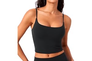 CRZ YOGA Butterlift Women's Scoop Neck Longline Sports Bra - U Back Adjustable Straps Workout Yoga Crop Top with Built in Bra