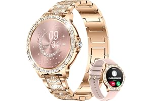 LIGE Smartklocka Dam, 1,32" Diamond-Smartwatch, Roséguld | 500+ Urtavlor, IP68 Vattentät, 100+ Sportlägen Fitnessklocka, Puls