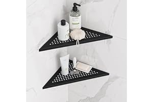 Neodrain Shower Corner Shelf Stainless Steel Bathroom Shelf Black Shower Caddy Storage Tiles Recessed for Bathroom Kitchen, 2 Pack