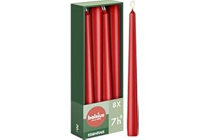Bolsius - Velas cónicas - Color rojo - Velas decorativas para el hogar - Tiempo de combustión de 7 horas - Sin perfume - Cera vegana natural - Sin aceite de palma