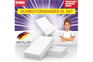 Rietlow® Schmutzradierer 10er Set – Zauberschwamm mit zweifacher Dichte – Radierschwamm für weiße Wände, Tapeten, Schuhe und Böden – Magic Eraser Sponge – Melamin Reinigungsschwamm & Wandradierer