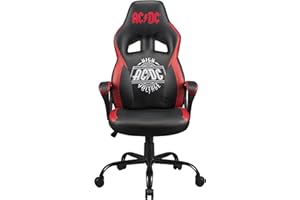 Subsonic - Chaise Gaming AC/DC - Fauteuil de Bureau Ergonomique avec Mousse Haute Densité, Mécanisme à Bascule et Accoudoirs Confortables - Hauteur Réglable - Noir