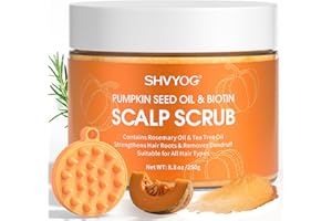 SHVYOG Exfoliante para el cuero cabelludo, aceite de semilla de calabaza y biotina para el crecimiento del cabello, propenso a la caspa, cabello graso y seco, cuero cabelludo con picazón, previene la caída