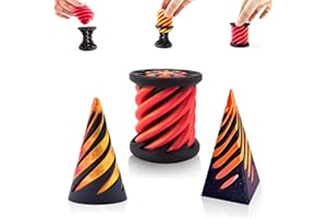 Homefantasy 3pcs Jouet de Cône en Spirale,Soulagement du Stress Imprimé en 3D Jouet Fidget,Jouet Rotatif en Spirale Imprimé,Spiral Sculpture de Pyramide,Convient aux Adultes et aux Enfants