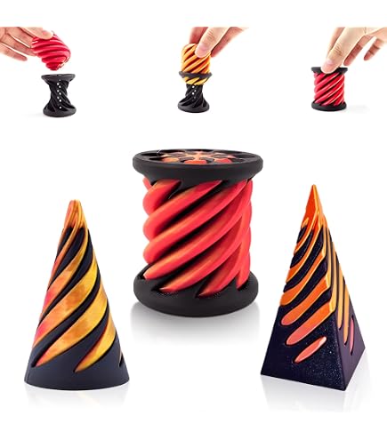 Lot de 3 cônes impossibles en spirale imprimés 3D, sculpture pyramide