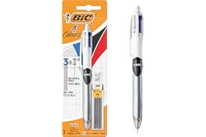 BIC 4 Colori, Penna Multicolore con Matita Grafite, Penna a Sfera a Scatto con 3 Inchiostri (Nero, Blu, Rosso) e 1 Matita Meccanica HB, Scuola Cancelleria Ufficio