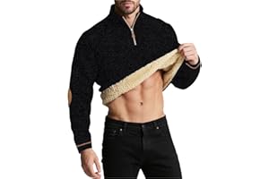 GENERISCH Pull de travail pour homme - Hiver - Sans capuche - Avec fermeture éclair 1/4 - Manches longues - Col montant - Polaire - Confortable - Chaud - Col roulé - Pour le travail, les loisirs