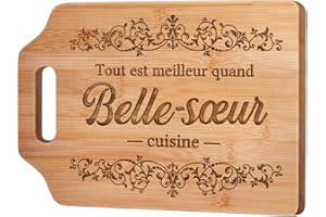 Giftasy Cadeau Belle Soeur - Planche à Découper en Bambou Gravée, Idée Cadeau Belle Soeur, Cadeau Belle Soeur Anniversaire, Idee Cadeau Belle Soeur, Cadeau Femme Original Utile