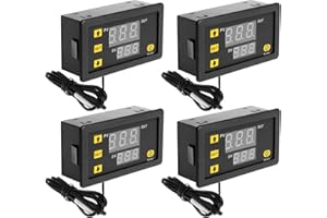 BYZESTY Lot de 4 thermostats numériques W3230 - 12 V LCD - Avec sonde - Affichage numérique - Alarme haute température