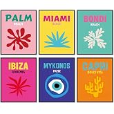 A ART ZONE Preppy Room Decor Poster 8 x 10 Inch Canvas Prints Unframed Set of 6 Maximum Poster Vanilla Girl Aesthetic Wall Pictures for Bedroom College Dorm