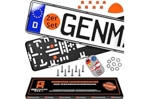 ‎GENMAG GENMAG® Kennzeichenhalter Rahmenlos [Legal & Universal] Nummernschildhalterung Auto | Rahmenlose Kennzeichenhalter Schwarz | Kennzeichenhalterung | Kfz Kennzeichen Halterung | Nummernschildhalter