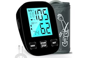 P PANACARE Blood Pressure Monitor Upper Arm for Home Use - Automatic Blood Pressure Machine with Large LED Backlit Screen,Accurate Digital Blood Pressure Monitor Kit,Arrhythmia/Adjustable Cuff 22-42cm/2 Users