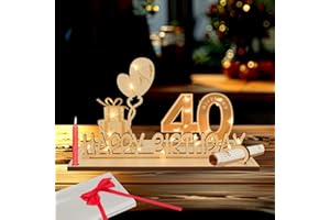 SONGLYPIAN 40 Anni Regali,Regalo di Denaro Compleanno 40 con Catena Luminosa LED,40° Compleanno Decorazione,Biglietto Auguri Compleanno 40 Anni,Libro Degli Ospiti in Legno,Regali per il 40° Compleanno Uomo Donna