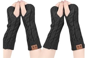 ECOMBOS Fingerlose Handschuhe Damen - Winter Armstulpen Handschuhe Damen Pulswärmer Strick Kurzer Gestrickte Halb Fingerlose Fäustlinge