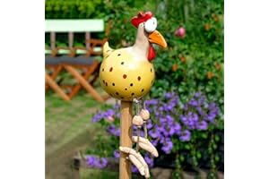 Kamndex Huhn Gartendeko, Harz Hahn Deko Ornament Handarbeit Gartenstatuen Dekorative Hen Yard Dekor Geschenk Animal Figurine Farmhouse Garden Stake für Haus Andenken (Yellow)