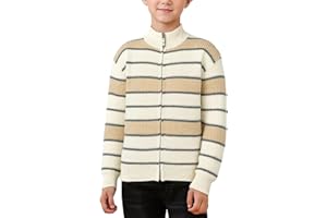 Happy Cherry - Strickpullover für Jungen Winter Streifen Pullover Kinder Strickjacke mit Reißverschluss Jersey Gestreift Teenager Warme Langarmpullover Sweatjacke für frühling Herbst - 7-12 Jahre