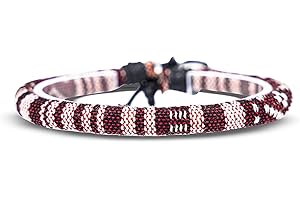 MADE BY NAMI Boho Surfer Anklet Unisex - Ethnic Hippie Anklet Women & Men - Handmade Beach Jewellery & Festival Accessories - Waterproof & Adjustable - Round Shape - U (R Ruby Red)