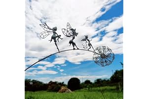 Sysow Fate Dandelions Garden Art Sculpture Dance Together Stainless Steel Fairy Garden Ornaments Home Decorations for Lawn