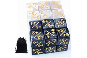 HREDZEO D6 Dice Counter Set,24 Pcs Dice Counter Sign 16mm Loyalty Cube Token Positive and Negative Multi-Faceted Number Game for Party Table Games KTV Bars