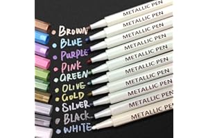 APOGO Metallic Marker Pens Scrapbook Pens for Black Paper, Arts and Crafts for Kids, Metallic Pens for Scrapbooking, Scrapbook Accessories, DIY Photo Album, Glass, Metal, Wood, Art Supplies