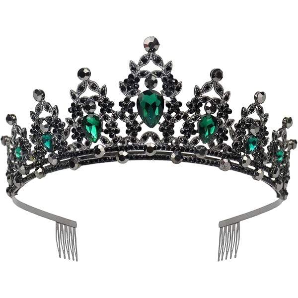 Schwarze Krone Tiara Für Frauen – Barock Vintage Design Mit Strass, Legierung | Für Hochzeit, Gothic, Kostüm