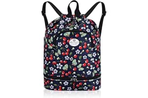 HUA ANGEL Leichter Rucksack Mit Kordelzug Sportrucksack Damen Mit Schuhfach Und Nassfach Wasserdichter Beutel Mit Kordelzug Für Reise Schwimm Training Beach Yoga Basketball FußBall