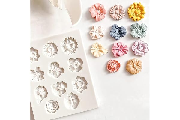 DAWRIS 3D Silikonform för Blommor - Återanvändbar Bakform för Rosor, Isbitar, Fondant, Mini Gugelhupf, Pudding, Choklad och Gelé