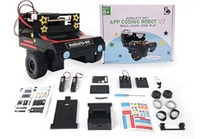 BUDDLETS-Bot Robot Toy Kit for Kids Ages 8-12 - STEM Coding Robotic Toy Car for Beginners - Engineering DIY Building Kit with Voice, Coding & App Controlled Robot (Black)