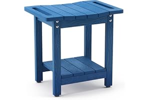 LUE BONA Taburete de Ducha HDPS, Asiento Impermeable con Estante para Baño, Banco Antideslizante para Interior y Exterior, Resistente al Clima, Azul Oscuro