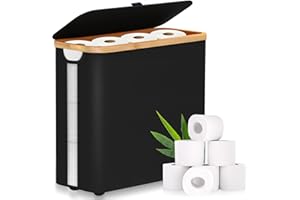 MKAKYES Toilettenpapier Aufbewahrung Korb mit Deckel, Klopapier Aufbewahrung Box für 12 Rollen WC-Papier, Badezimmer Organizer (Schwarz), Perfekt für Toilettenschrank, Schlafzimmer & Küche