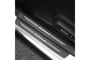 RIDGOEL 4 Pezzi Battitacco Adesivi Soglie Porte per Hyundai Kona, Adesivo per Battitacco in Fibra di Carbonio con Logo Protezioni per Davanzali per Porte Automobile B